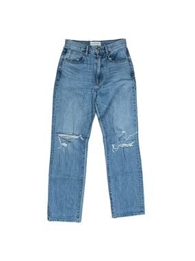 SLVRLAKE Denim Women's London High Rise Straight Leg Jeans 28x30 Distressed
